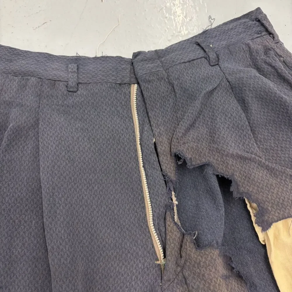 Vintage 50s Harson Blue Rayon Pattern Trousers 28x28